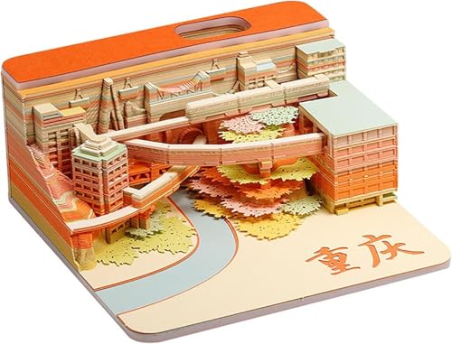 Chongqing 3D-Kalender 2025, Chongqing Time Piece Kalender 2025, DIY Tear Away Paper Carving Sticky Note, Karten für Büro Zuhause Geschenke Ornamente (Chongqing) von KIRVCN