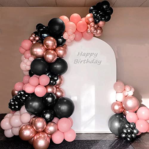 Luftballon Girlande, Ballon Girlande Rosa Luftballons Rosegold Schwarze Retro Rosa Ballons 110 Stück Ballongirlande Set für Verlobung Hochzeit Baby Shower Mädchen Geburtstag Party Dekoration von KISPATTI