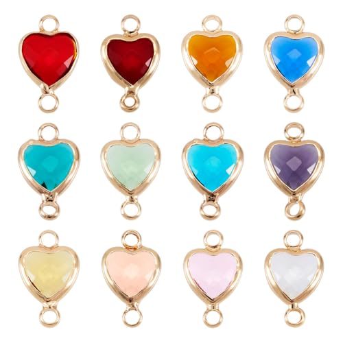12 x Herz-Glas-Anhänger, Kristall-Herz-Glieder, Verbindungsstücke, Liebesherz, Charms, Glieder für DIY, Valentinstag, Armband, Ohrringe, Schmuckherstellung 12 x Herz-Glas-Anhänger, Kristall-Herz-Glieder, Verbindungsstücke, Liebesherz, Charms, Glieder für DIY, Valentinstag, Armband, Ohrringe, Schmuckherstellung von KISSITTY