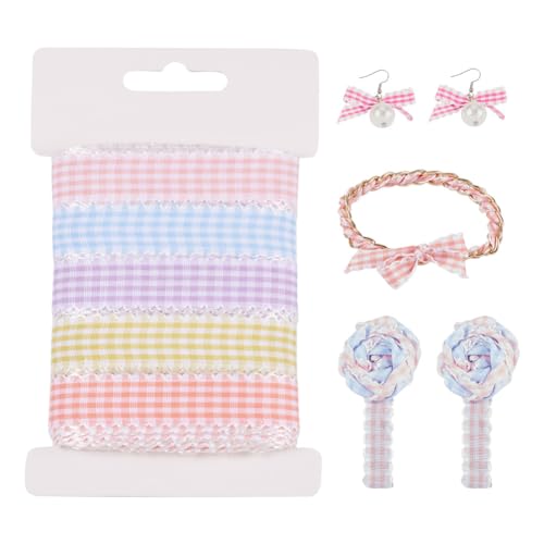 22,7 m Schottenkaro-Muster Polycotton-Band Gingham-Dekorationsband Rolle Geschenkverpackung Band für DIY Haar-Accessoires Zuhause Party Hochzeit Dekoration Handwerk von KISSITTY