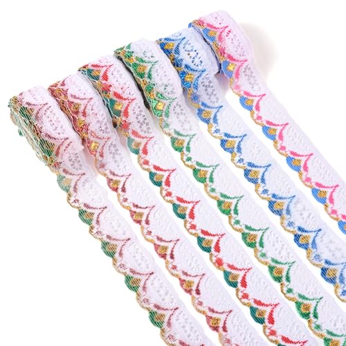 30 Yards 3,8 cm Polyester-Blumenspitzenborte ethnische Blume Spitzenband Stoff Blumenspitze für DIY Nähen Dekoration Handwerk von KISSITTY