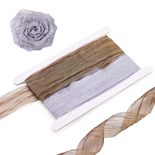 9,1 m langes Knitterband, 3,8 cm, silberfarbenes Kamel, Polyester, Faltenband, Geschenkverpackung, Stoffband für Bastelarbeiten, Schleifen, Zuhause, Party, Hochzeit, Dekoration, Basteln von KISSITTY