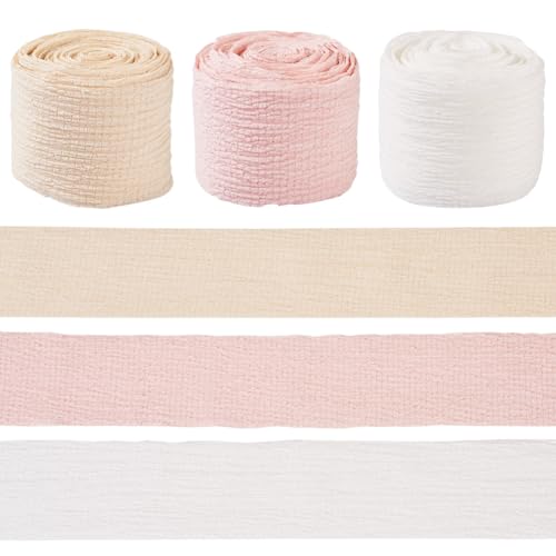 9 Yards Polycotton-Faltenband, 3 Farben, Knisterband, Geschenkverpackung, Rolle für DIY-Haarschmuck, Zuhause, Party, Hochzeit, Dekoration, Basteln von KISSITTY