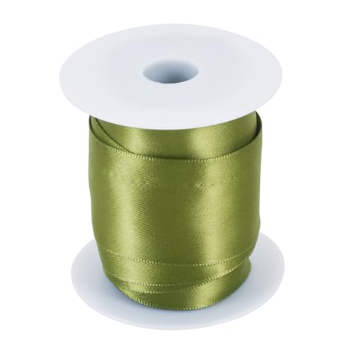 Doppelseitiges Polyester-Satinband, 9,1 m, olivgrünes Satinband, 3,8 cm, Satinband mit Drahtrand, Weihnachtsdekoration, Rolle für DIY-Kranz, Girlande, Zuhause, Party, Hochzeitsdekoration von KISSITTY