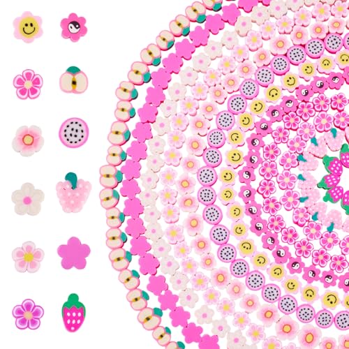 KISSITTY 12 Stränge Obstblumen, Polymer-Ton-Perlen, niedliche Apfel, Zitrone, Wassermelone, Kiwi-Ton, Perlen, Charms, bunte Obstperlen für Schmuckherstellung, Damen, Halskette, Ohrringe, DIY KISSITTY 12 Stränge Obstblumen, Polymer-Ton-Perlen, niedliche Apfel, Zitrone, Wassermelone, Kiwi-Ton, Perlen, Charms, bunte Obstperlen für Schmuckherstellung, Damen, Halskette, Ohrringe, DIY von KISSITTY