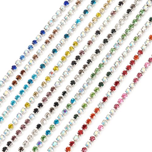 KISSITTY 21 Meter Strass-Bordüre, bunte Kristall-Becherketten, Verzierungen für DIY-Schmuck, Hochzeit, Party, Kleidung, Haardekoration, Basteln, Ornamente, 20 m von KISSITTY