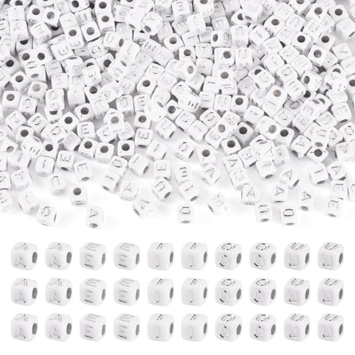 KISSITTY 500 Stück Acryl-Vokal-Buchstabenperlen A E I O U Alphabet-Perlen quadratisch mit Buchstaben-Charms, lose Kunststoffperlen für Schmuckherstellung, Halskette, DIY, Kunst, Ohrringe, Handwerk KISSITTY 500 Stück Acryl-Vokal-Buchstabenperlen A E I O U Alphabet-Perlen quadratisch mit Buchstaben-Charms, lose Kunststoffperlen für Schmuckherstellung, Halskette, DIY, Kunst, Ohrringe, Handwerk von KISSITTY