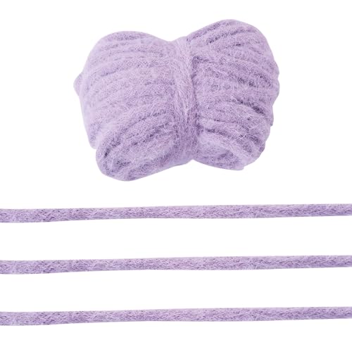 KISSITTY Flauschiges Garn zum Häkeln, 20 Meter, 5 mm breit, violett, grobes Nylonband, Garn für Kunst, Handwerk, Handnähen, Stricken, Kleidung, Pullover, Schal, Tasche, Dekorationen KISSITTY Flauschiges Garn zum Häkeln, 20 Meter, 5 mm breit, violett, grobes Nylonband, Garn für Kunst, Handwerk, Handnähen, Stricken, Kleidung, Pullover, Schal, Tasche, Dekorationen von KISSITTY