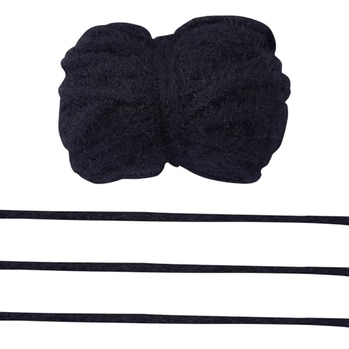KISSITTY Flauschiges Garn zum Häkeln, ca. 20 Meter, 5 mm breit, schwarzes dickes Nylonband zum Nähen, Stricken, Kleidung, Pullover, Schal, Taschen, Kunst, Handwerk, Dekorationen KISSITTY Flauschiges Garn zum Häkeln, ca. 20 Meter, 5 mm breit, schwarzes dickes Nylonband zum Nähen, Stricken, Kleidung, Pullover, Schal, Taschen, Kunst, Handwerk, Dekorationen von KISSITTY