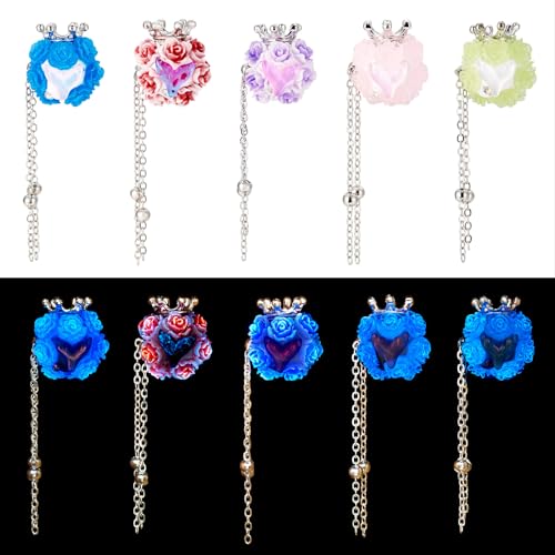 KISSITTY Leuchtende Blumen-Perlen, leuchtende Polymer-Ton-Strass, 20 mm, runde Perlen mit Kronenkette für DIY-Stifte, Bastelarbeiten, Ohrringe, Halsketten, Armbänder, Schlüsselanhänger, von KISSITTY