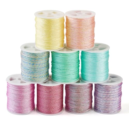 KISSITTY Nähgarn, 0,6 mm, bunte Polyester-Nähschnur, Perlenstickerei, dekorative Bastelschnur für DIY-Schmuckherstellung, Basteln, Stricken, Geschenkverpackung, Kleidung von KISSITTY