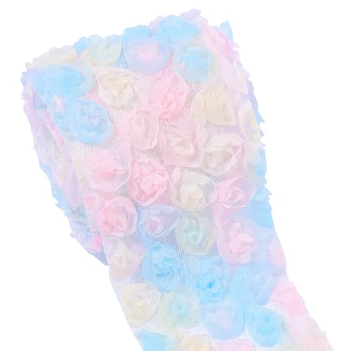 KISSITTY Spitzenband, 91 cm, Rosenblüte, Polyester, Netzband, bunt, dekorativer Rand für Handwerk, Kleidung, Nähen, Brautkleid, Hochzeitskleid, Applikationen von KISSITTY