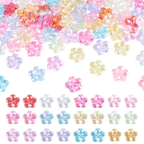 KISSITTY Transparente Acrylperlen, AB-farbig, Pflaumenperlen, gemischte Farben, Trompetenblumen-Perlenkappen, Blumen-Anhänger für Bastelarbeiten, Halsketten, Ohrringe, Armbänder, Schmuckherstellung KISSITTY Transparente Acrylperlen, AB-farbig, Pflaumenperlen, gemischte Farben, Trompetenblumen-Perlenkappen, Blumen-Anhänger für Bastelarbeiten, Halsketten, Ohrringe, Armbänder, Schmuckherstellung von KISSITTY