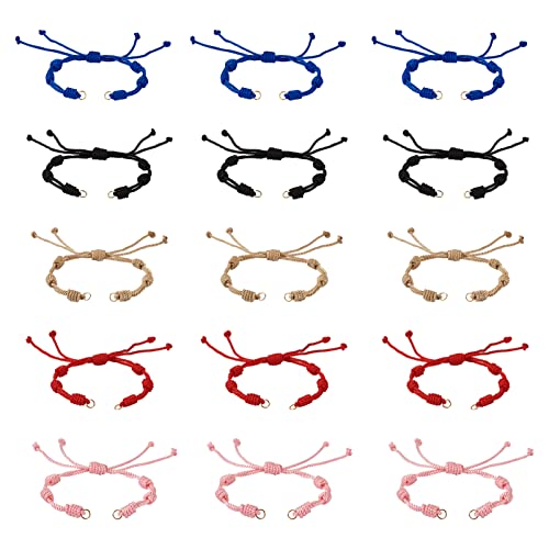 KISSITTY Verstellbare, geflochtene Kordel-Armbänder, halbfertig, blau, rot, schwarz, Nylonknoten-Armband für Damen und Herren, DIY, Freundschaftsarmband, Schmuckherstellung, passend für von KISSITTY