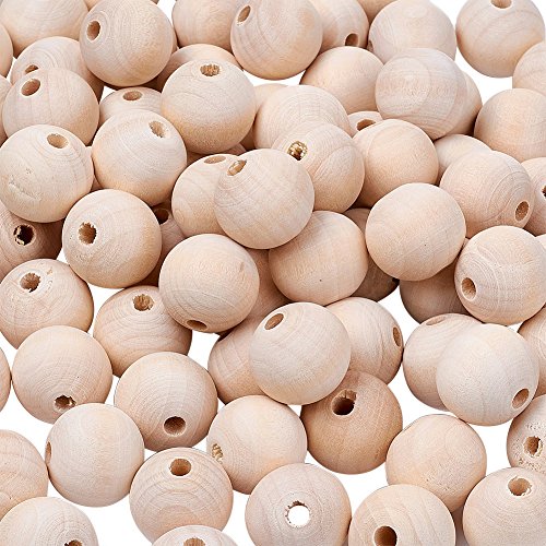 Kissitty 100 Stück 1,9 cm Durchmesser (20 mm) natürliche unlackierte große Holzperlen Originalfarbe Holzkugeln Abstandshalter lose Perlen 18 mm dick für DIY Handwerk Schmuckherstellung von KISSITTY