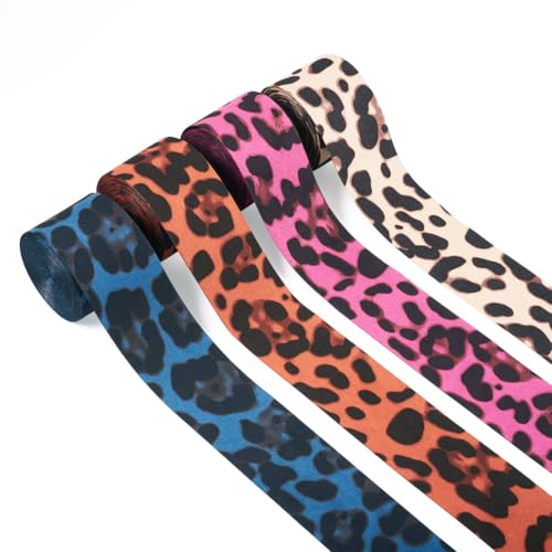 Samtband mit Leopardenmuster, einseitig, Gepardensamtband, Tierdruck, für Bastelarbeiten, Geschenkverpackungen, Zuhause, Party, Dekoration, Basteln, 12 Meter, 4,8 m von KISSITTY