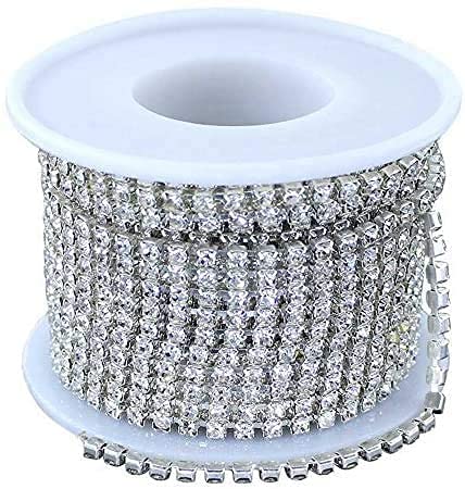 KISSPAT Strasssteine Klaue Kette, 10Yard 2.8MM Kristall Rhinestones Diamant Strass Borte Band für Bastelarbeiten Schmuck Nähen Handwerk DIY Dekor, Silber… von KISSPAT