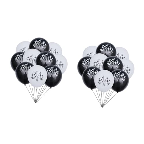 KITANDOVE 40 Stück Renn Latex Luftballons Girlanden Dekorationen Ballon Ornament Renn Party Luftballons Kariertes Luftballons Dekoration Karierte Flaggen Luftballons Renn von KITANDOVE