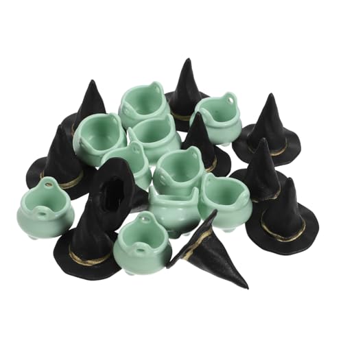 KITANDOVE 1 Satz Halloween-Hexenhut Halloween-Dekor Ornamente Miniaturhaus Halloween Hexenhut Miniaturen Mini-Kesseltopf Spielzeuge Kesseldekor aus Kunststoff Mini-Hausschmuck Plastik von KITANDOVE