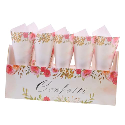 KITANDOVE 1 Satz Hochzeitsblütenkegel Zapfen Aus Rosenblättern Getrocknete Blütenzapfen Weiße Konfetti- Blumenstrauß Zapfen Hochzeit Blumenkegel Halter Für Konfettikegel Tablett Papier von KITANDOVE