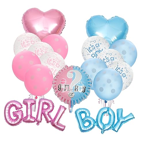 KITANDOVE 1 Set Geschlecht Offenbaren Ballondekorationen Blaues Dekor Oder Mädchen Ballonbuchstaben Party Blaue Herzballons Einladungen Babypartyballons Babyballons Filmdekor Latex von KITANDOVE