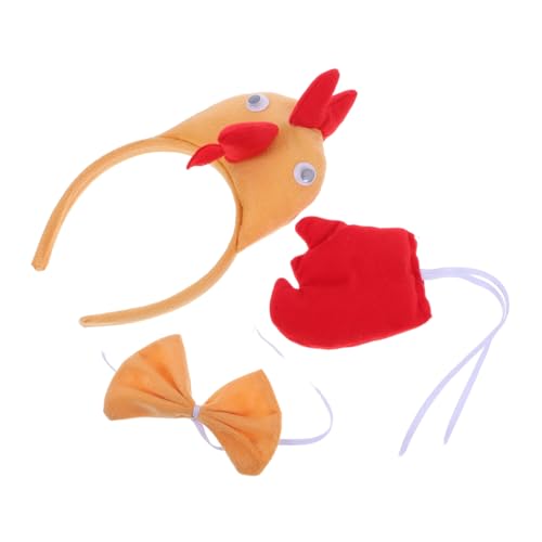 KITANDOVE 1 Set Party Kostüm Tier Stirnband Huhn Kostüm Hahn Kostüm Hühner Stirnband Tierhaarband Partyzubehör Party Haarband Ostern Fliege Baumwolle Hellbraun von KITANDOVE