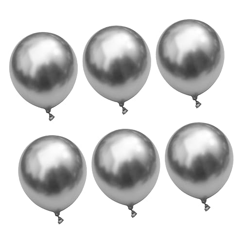 KITANDOVE 100 Stück 10 Latexballon Partyballons Verlobungsballons Weihnachtsballons metallische Luftballons Hochzeitsdekoration Geburtstag hängen Hochzeitsballon Geburtstagsballon Silver von KITANDOVE