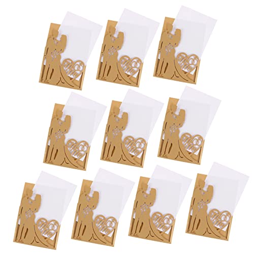 KITANDOVE 10St Grußkarte elegante Einladungskarten Hochzeitsgeschenke für paar Hallo Einladungskarten jubiläumskarte anniversary card hohle Hochzeitskarte Einladungen aushöhlen Papier Golden von KITANDOVE