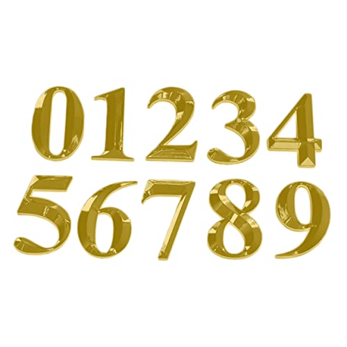 KITANDOVE 10St Hausnummer nummern aufkleber zahlenaufkleber number stickers house number Zahlensticker Tisch Nummer Wohnungstür 3D Türnummernaufkleber 3D-Tür Schild Zimmertornummer Golden von KITANDOVE