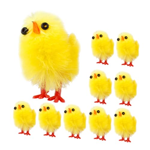 KITANDOVE 10st Osterküken Plüschtiere Beflockung Küken Ostern-küken-dekorationen Fuzzy Küken Ostern Osterdeko Ostern Huhn Stofftier Kükenbeflockungsspielzeug Falsche Küken Yellow Plastik von KITANDOVE