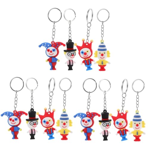 KITANDOVE 12 Stk Clown-Schlüsselanhänger Feiertags-Schlüsselanhänger Clownfigur Schlüsselanhänger Haken clown accessoires spaß Geldbörse-Ornament Taschenanhänger weiches Gummi von KITANDOVE