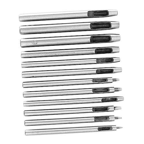 KITANDOVE 12-teiliges Set Leder Locher Lochschneider Runder Locher Hohler Locher Premium-stempel Langlebige Schläge Geldbeutel Locher Hohler Puncher Locher Einzeln Legierter Stahl Silver von KITANDOVE