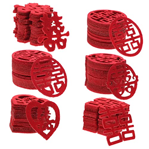 KITANDOVE 120St Mini doppeltes Glück die chinesen büro dekoration wedding decoration bodendeko Konfetti für Hochzeitsfeiern Massenaufkleber Party-Streukonfettis Bankettdekoration Vlies rot von KITANDOVE