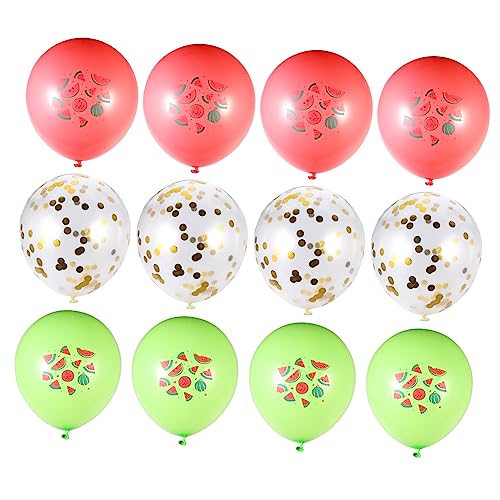 KITANDOVE 12St Fruchtwassermelonenballon Sommerdeko Luftballons für Geburtstagsfeier konfettiballone party mitgebsel kinder hochzeits Paillettenballons goldene Konfetti-Latexballons Emulsion von KITANDOVE