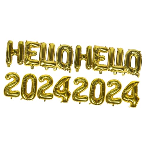 KITANDOVE 2 Sätze HELLO 2024 Luftballons für die Abschlussfeier goldene Luftballons Helium wand polsterung deckenverkleidung weihnachtsdeko 2024 Neujahrspartyzubehör Dekorative Luftballons von KITANDOVE