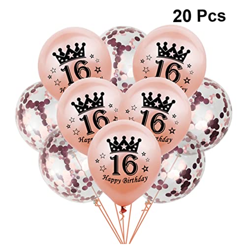 KITANDOVE 20 Stück 16 Geburtstag Luftballons 16 Zahlenballons Roségoldene Luftballons Zum Geburtstag Ballon Zum 16. Geburtstag Luftballons in Roségold Geburtstag Ballon Banner Girlande von KITANDOVE