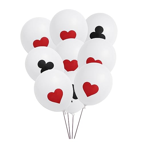 KITANDOVE 24St Party Spielkarten Luftballons ballon set luftballons set dekoration party herzluftballons rot Poker party decoration -Poker-Ballon Pokerballon aus Latex Poker-Ballons von KITANDOVE