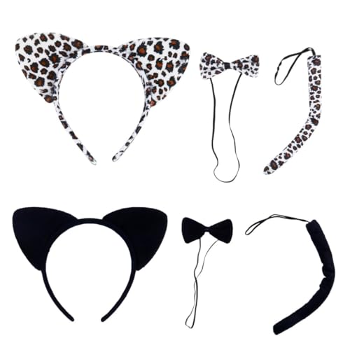 KITANDOVE 2Er Set Halloween Kopfschnalle 3Er Set Cosplay Zubehör Tier Ohr Stirnband Party Kostüm Requisite Tier Partygeschenk Halloween Leoparden Stirnband Outfits Aus Stoff von KITANDOVE