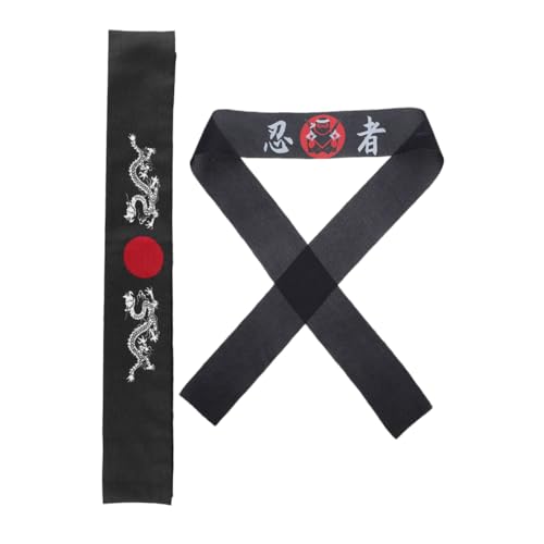 KITANDOVE 2st Japanisches Ninja-kopftuch Hachimaki-stirnband Drachen- -stirnband Fitness-stirnband Karate-trainingsstirnband Sushi-koch-stirnband Japanische Accessoires Polyester von KITANDOVE