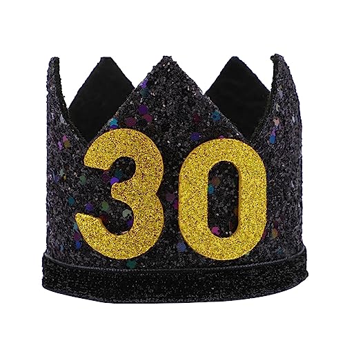 KITANDOVE 3 Stk Krone Geburtstagshut Glitzergeburtstag Geburtstag Königskrone Geburtstagsdekoration birthday crown geburtstagskrone Kronen-Design-Hut dekorativer Partyhut Vlies Black von KITANDOVE