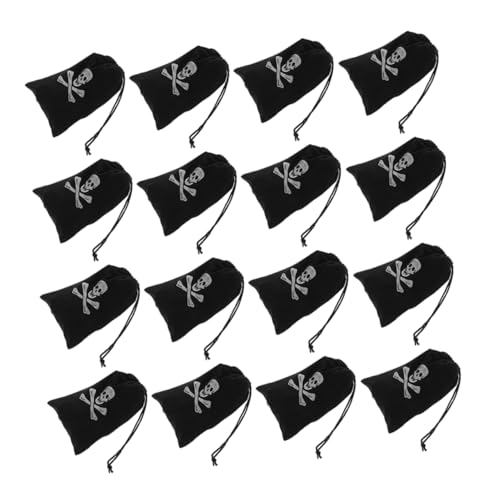 KITANDOVE 30st Piraten-aufbewahrungstasche Halloween-süßigkeitstüte Piraten-schmuckbeutel Piratenbeutel Süßes Sonst Gibt's Saures Tasche Partydekorationen Zum Thema Piraten Black Polyester von KITANDOVE