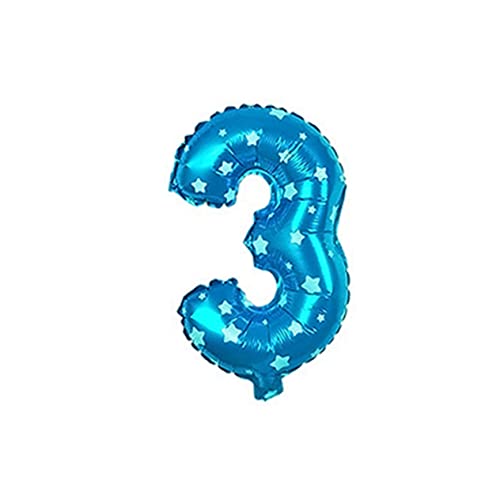 KITANDOVE 32 Zoll Digitale Aluminiumfolie Luftballons Zahlenballons Mit Blauem Druck Partyzubehör Für Geburtstagsfeiern Hochzeiten Und Jubiläen Nummer 3 Deko von KITANDOVE