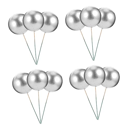 KITANDOVE 36st Kugeleinsatz Aus Schaumstoff Dekorationen Für Hochzeitszeremonien Ballon-cupcake-topper Mini-ballons Kuchen Dekorativ Runde Luftballons Minikuchen Ornamente Für Kuchen Silver von KITANDOVE