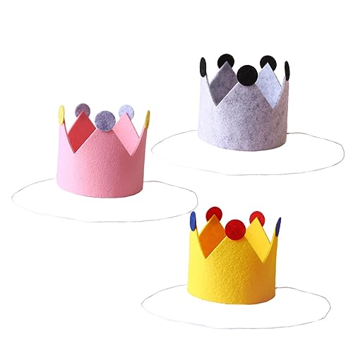 KITANDOVE 3St Babykrone kinder kappe partyhüte kinder party supplies party hut party sachen -Geburtstagsmütze Kronenhut Kopfschmuck zum Kindergeburtstag Geburtstagskappe Dickes Filztuch von KITANDOVE