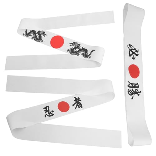 KITANDOVE 3-teiliges Stirnband mit japanischem Sushi-Koch Hachimaki-Karate Ninja-Aufdruck Koch-Kopfbedeckung atmungsaktiv bequem für Männer und Frauen von KITANDOVE