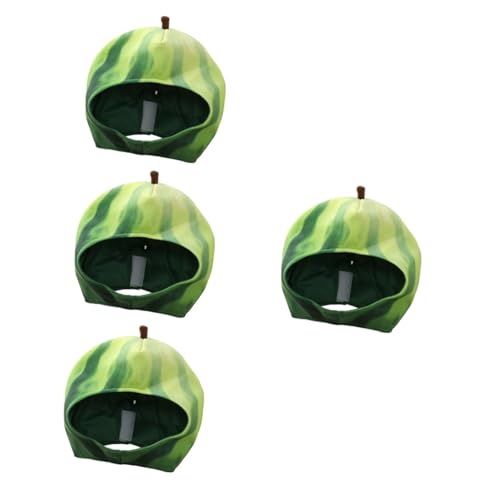 KITANDOVE 4 Stück Wassermelonen-kopfbedeckung Wassermelonen-rollenspielhut Neuheit Obst Hut Kostüm Lustiger Kostümhut Melonen-verkleidungskappenmaske Topper Ketchup Plüsch Und Pp Baumwolle von KITANDOVE