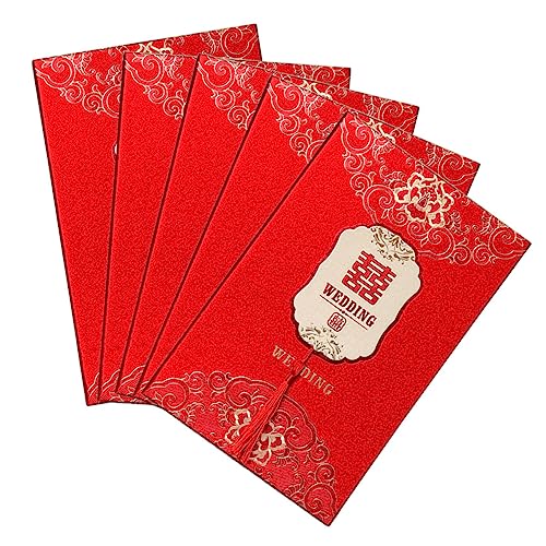 KITANDOVE 5St Hochzeits einladung antike hochzeitseinladungen chinesische hochzeitseinladung die chinesen wedding invitations Hochzeitsdekoration Partyeinladungen Quasten aus Papier rot von KITANDOVE