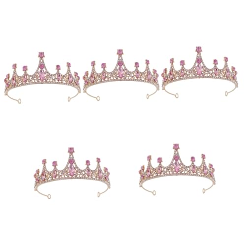 KITANDOVE 5St Tiara Mädchen Hochzeitskronen aus Strass fasching kopfbedeckung fastnacht kopfbedeckung haarreifen damen gastgeschenke hochzeit Stirnbänder für Kinder Kronen-Haarband Rosa von KITANDOVE