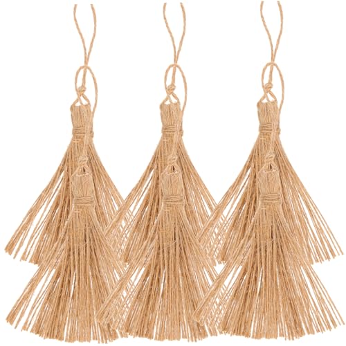 KITANDOVE 6St Jute Quaste Mini-Quasten Jute Raffhalter mit Quaste Mini-Faserquaste Mini-Quasten-Anhänger Turneric decoratiuni craciun weihnahctsdeko Schlüsselquaste aus Jute Quastengirlande von KITANDOVE