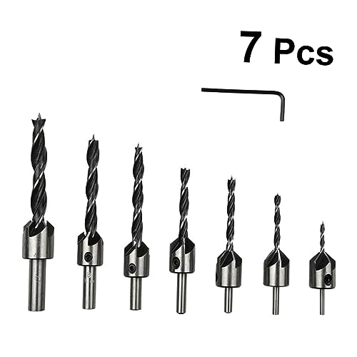 KITANDOVE 7 Teiliges Schnellarbeitsstahl Dreipunkt Senker Set Mit Schraubenschlüssel Und Entgratungswerkzeug Für Präzises Bohren Und Fasenbearbeitung Der Metallbearbeitung von KITANDOVE